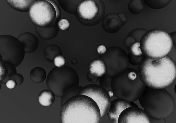 Black White Spheres Abstract Background Rendering — Stock Photo, Image