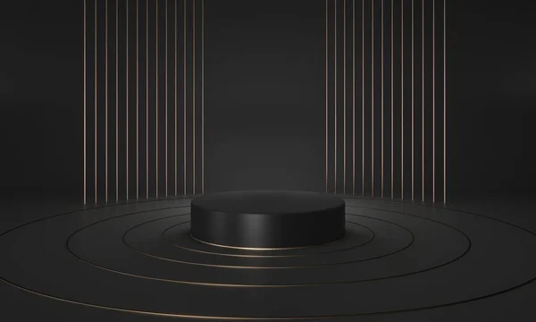 Siyah arkaplanda bir kaidesi olan 3D bir podyum çizimi