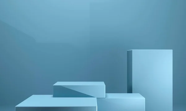 Mavi ve beyaz küplerle soyut arkaplanın 3d görüntülenmesi