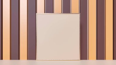 Sütlü çikolata çerçevesi - 3 boyutlu resimleme. Soyut minimalist mimari kompozisyon. Marka ürününü sergilemek için boş alan.