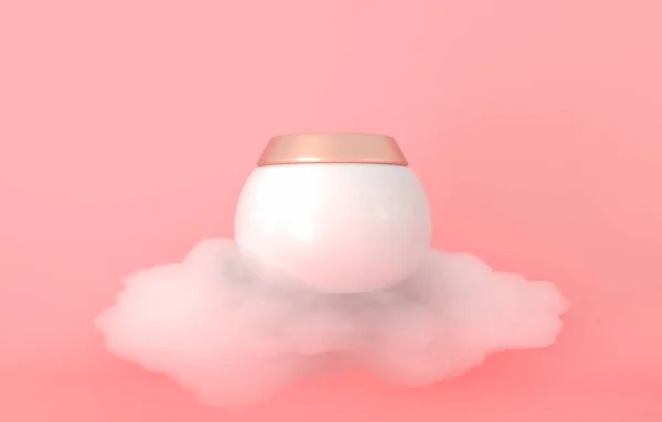 Moisturizing Cream Gel Jar Tube Delicate Fluffy Clouds White Soapy — Fotografia de Stock