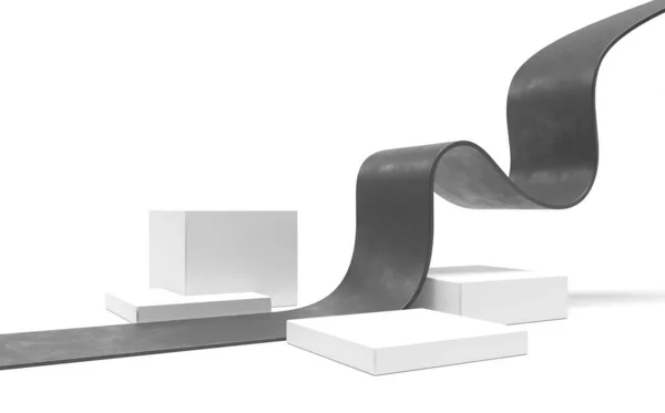 Podio Pedestal Exposición Para Promoción Mercancías Cubos Cilindros Plataforma Escena —  Fotos de Stock