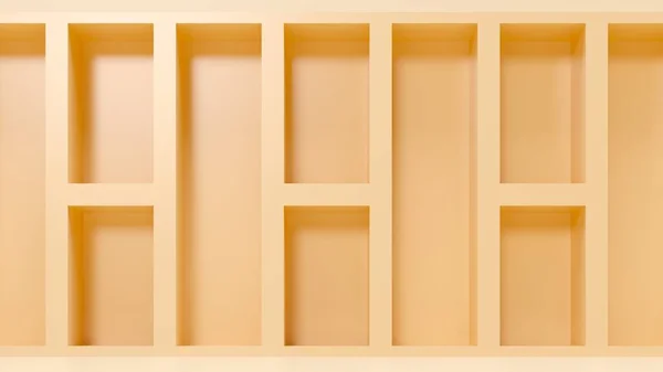 Pastel Gele Nis Planken Met Kopieerruimte Architectonische Constructie Voor Heldere — Stockfoto