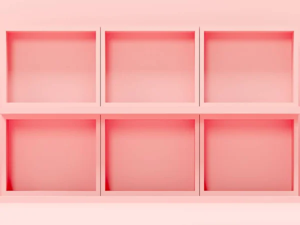 Pastel Pink Niche Shelves Copy Space Архитектурная Конструкция Яркой Летней — стоковое фото