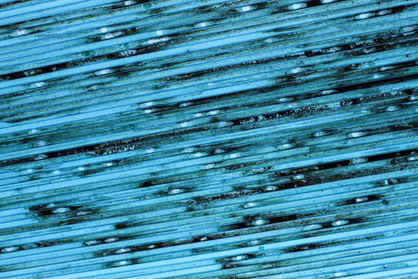 Metin için boş alanı olan kirli yüzey. Çamur, yağmurdan sonra mavi camdaki lekeler 