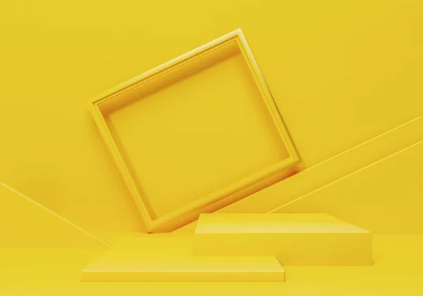 Blank Frame Szablon Makiety Żółty Kolor Plakatu Letniego Ramą Solidne — Zdjęcie stockowe