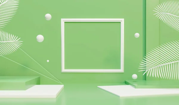 Blank Frame Szablon Makiety Zielone Studio Przestrzenią Kopiowania Letni Plakat — Zdjęcie stockowe