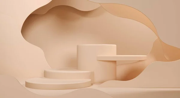  Duvar - 3D görüntüleme. Premium podyum, kaide, pastel ışık arka planında baz standı. Doğal çevre dostu kozmetik ürünleri, kaplıca ürünü..