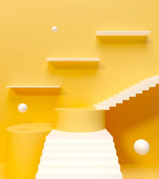 Półki Produkty Marki Szablon Projektowania Reklamy Jasne Twórcze Żółte Soczyste — Zdjęcie stockowe