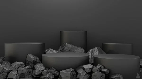 Piedras Forma Ilustración Renderizado Podio Redondo Pedestal Para Exposición Productos — Foto de Stock