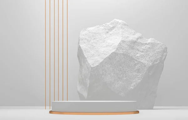 Forma Piedra Render Ilustración Podio Redondo Pedestal Para Exposición Productos — Foto de Stock