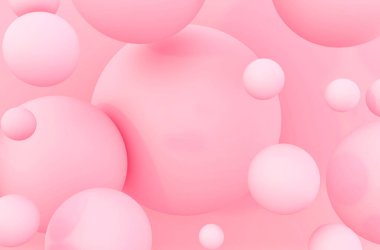 Sakız tabağı, baloncuk. Pembe pastel arka plan reklamı. Platform, şablon için sergi tabanı. Tatlı şekerler - 3 boyutlu resimleme. Sevgililer Günü partisi için dinamik zıplayan toplar