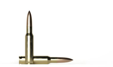 Mermiler, gri arka planda kabuk. 3D illüstrasyon canlandırıcı. Otomatik silahlardan ateş ediliyor. Reklam için altın patlamaları. Askeri operasyonlar, silahtan ateş etmek. Kartuş daireler çiziyor.