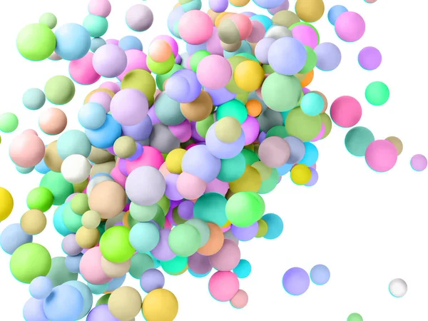 Abstracte Kleurrijke Ballen Snoepjes Vliegen Zonder Zwaartekracht Chaotische Scatter Confetti — Stockfoto