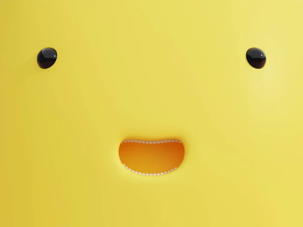 Yellow Smiling Face Creative Banner Color Vitamin Render Illustration Funny — Stock Photo, Image