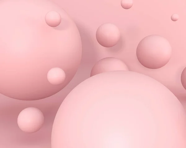 Chewing gum bubbles. Dynamic bouncing balls and copy space for text. Pink pastel background advertisement. Platform, exhibition base for the template. Sweet candies - 3d render illustration