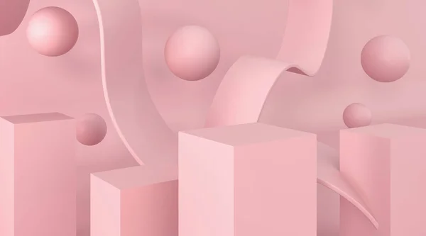Подіум Динамічної Хвилі Єдестал Кубічної Коробки Жувальна Гумова Тарілка Рожева — стокове фото