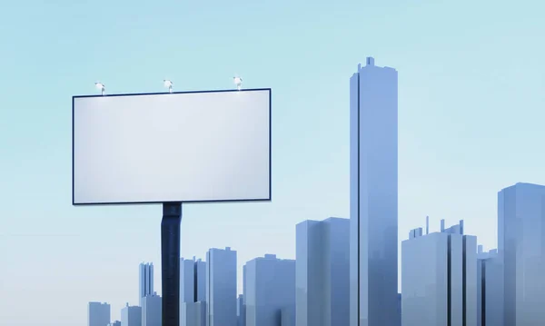 Billboard Puste Miejsce Mieście Szablon Signboard Ilustracja Renderowania Awans Reklamowy — Zdjęcie stockowe