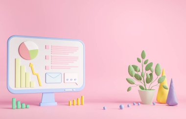 Web UI-UX tasarımı, SEO optimizasyon pazarlaması. Evde eğitim, üniversitede online eğitim. Web oluşturma ve işbirliği toplantısı. 3d resimleme