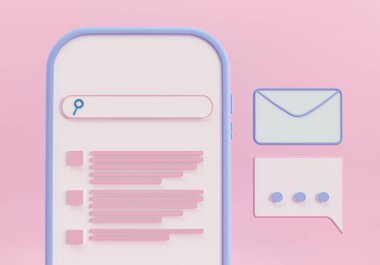 Borsada ticaret için mobil uygulama. İnternet soruşturmaları web sayfası. İnternetten alışveriş ve ürün araması. 3 boyutlu resimleme. Bankacılık başvurusu