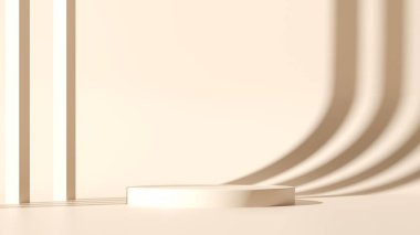 Duvardaki gölge - 3 boyutlu görüntüleme. Premium podyum, kaide, pastel ışık arka planında baz standı. Doğal çevre dostu kozmetik ürünleri, kaplıca ürünü..