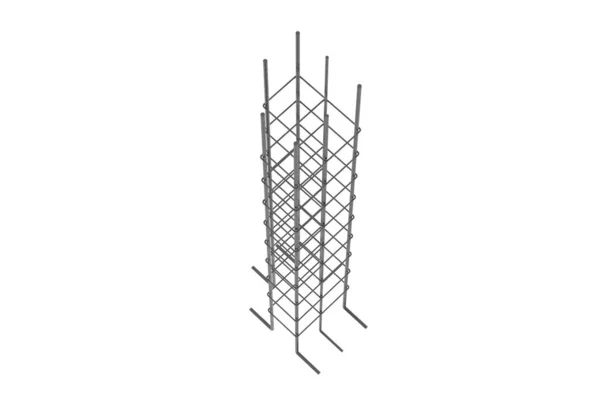 補強材のための空間補強ケージ 組み立て式 鉄筋コンクリートのファンデーションソール 3Dレンダリング図です 白地に隔離された — ストック写真