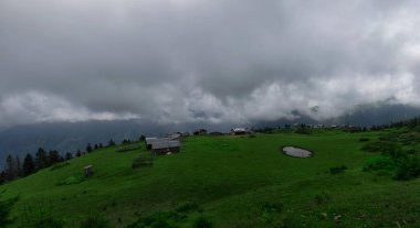 Aerial view of Badara Plateau and its traditional houses. Badara Plateau panorama landscape