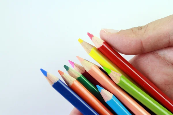 Palo de colores y lápices de colores — Foto de Stock