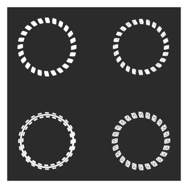 Tasarım çerçeveler ve afiş için yuvarlak ve yuvarlak çerçeve kümesi. Siyah ve beyaz