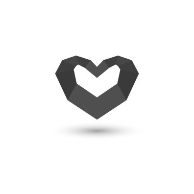 Siyah kalp simge vektör logosu. Kalp logosu