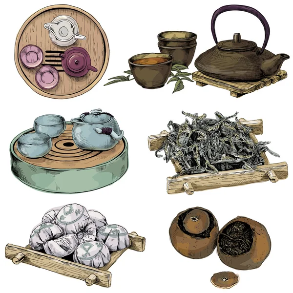 Китайський Чайний сервіз — стоковий вектор