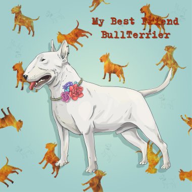 Beyaz bullterrier yangın köpekler doku