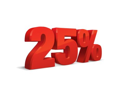 yüzde 25, Satılık arka plan, 3d nesne. Eps10 vektör.