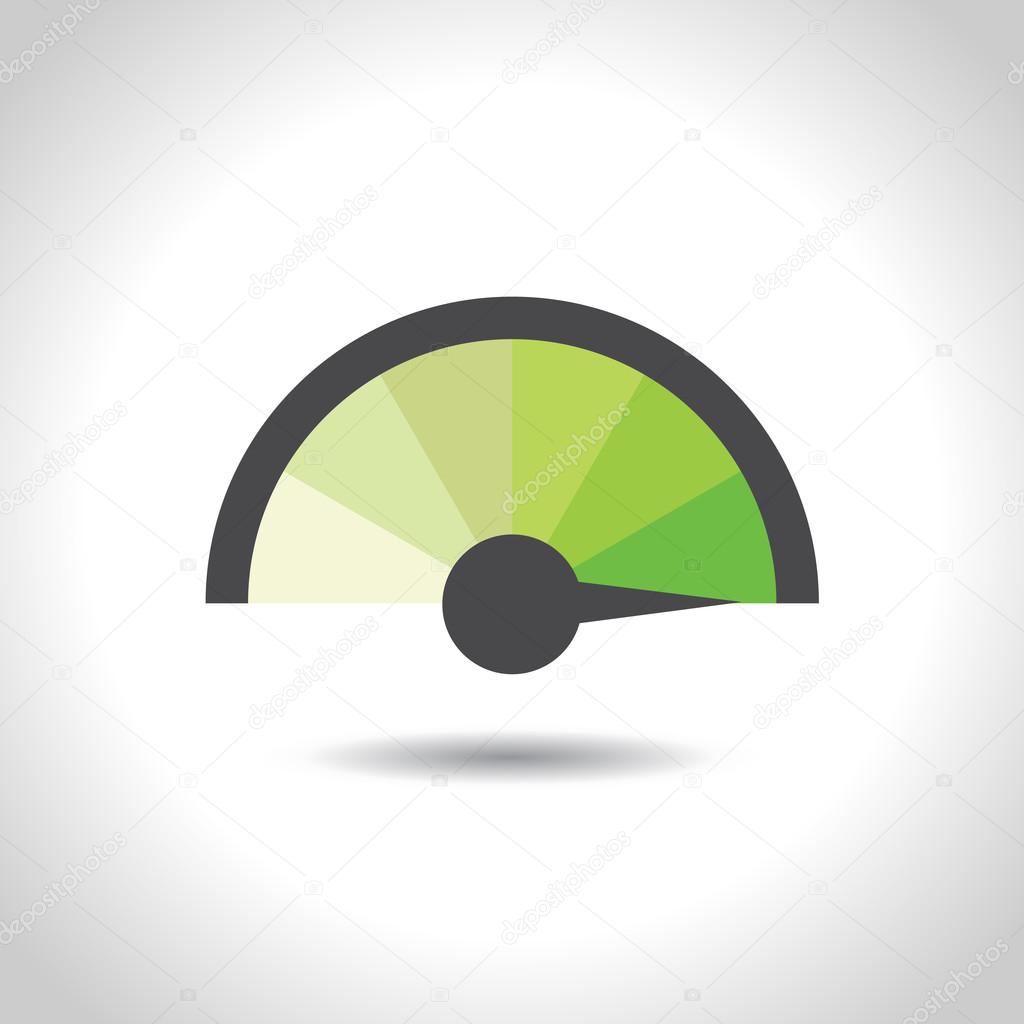 Colorful Info-graphic gauge element. Vector illustration. Speedometer icon or sign with arrow.