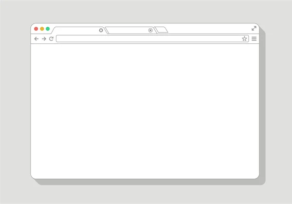 Web einfache Browser-Fensterlinie Zeichnung weiß, flach — Stockvektor