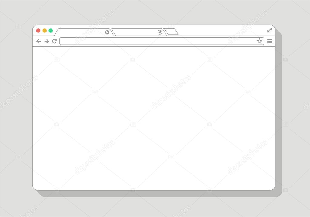  Simple Browser window line drawing white, flat — Stock Vector