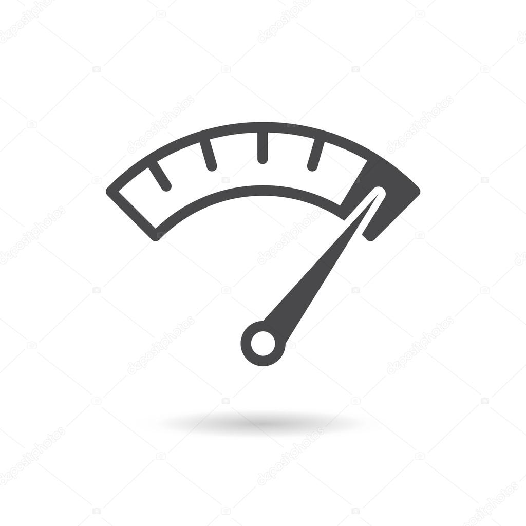 Info-graphic gauge element. Speedometer icon or sign with arrow. Vector.