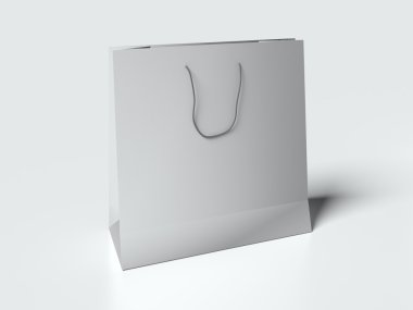 Light gray paper bag with handles on white background. mock up clipart