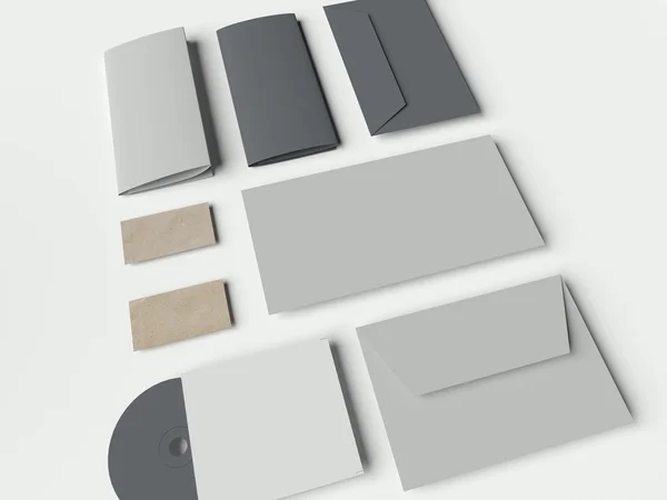 Klasik öğeleri gri masaya kadar alay. 3D render