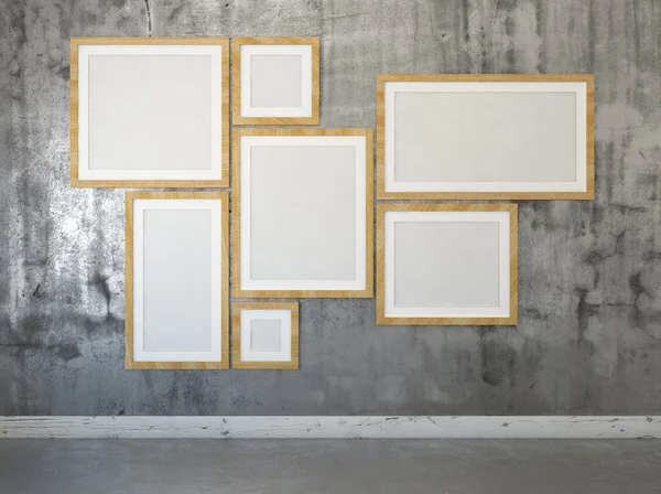 Duvardaki karelerdeki bazı posterler. Kadar alay et. 3D render