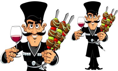 Beyaz adam Barbekü ve şarap