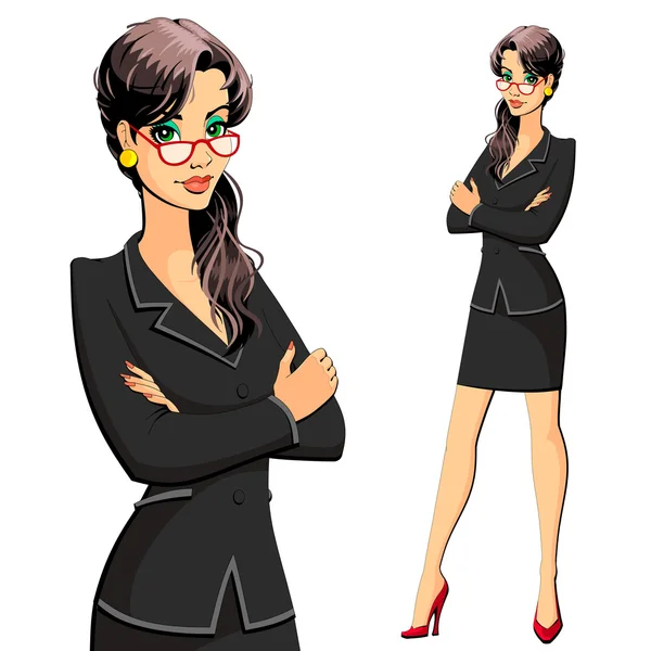 A woman in a business suit. Secretary, manager, lawyer, accountant or clerk. — Stock Vector