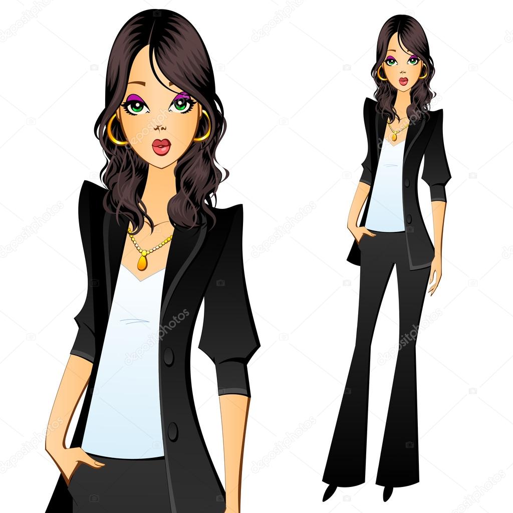 Dibujo Traje Sastres Chica En Traje De Secretario, Gerente