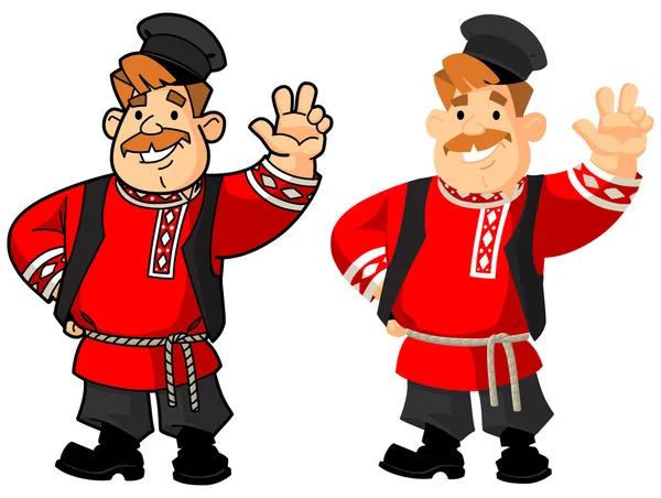 Rus adam ulusal kostüm. Onay jesti.