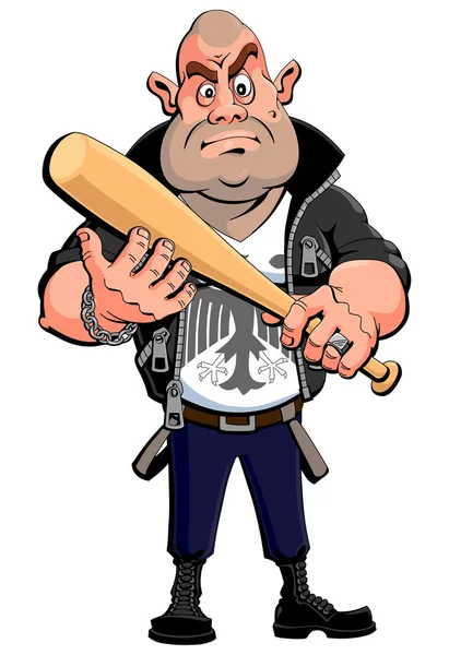 Nazi skinhead with a baseball bat. — Stock Vector