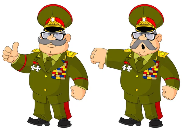 Cartoon Russian general content and not agree. — Stock Vector