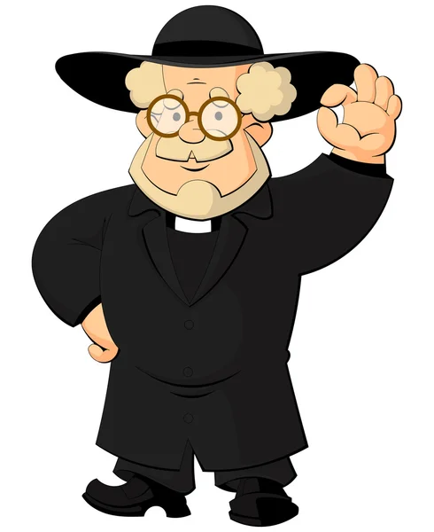 Cartoon Christian Sacerdote cattolico, pastore. Gesto OK . — Vettoriale Stock