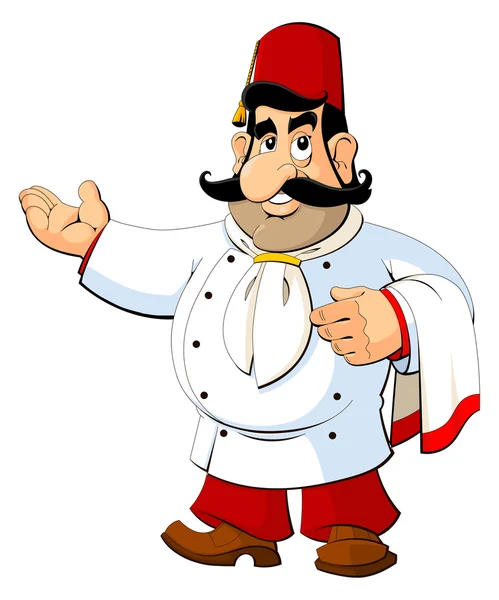 Türk Ulusal fez karikatür Şef. Davet jesti.