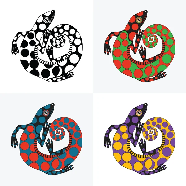 Renkli kertenkeleler kümesi