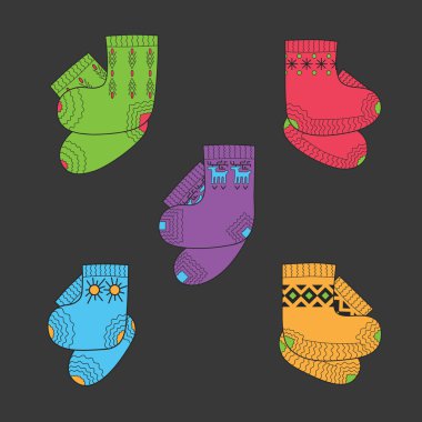 Renkli Yün çorap kümesi